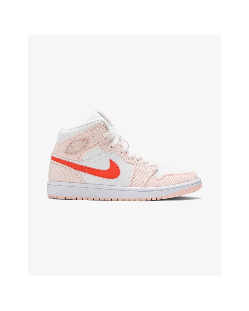 NIKE AIR JORDAN1 MID SAIL ORANGE QUARTZ CORDUROY